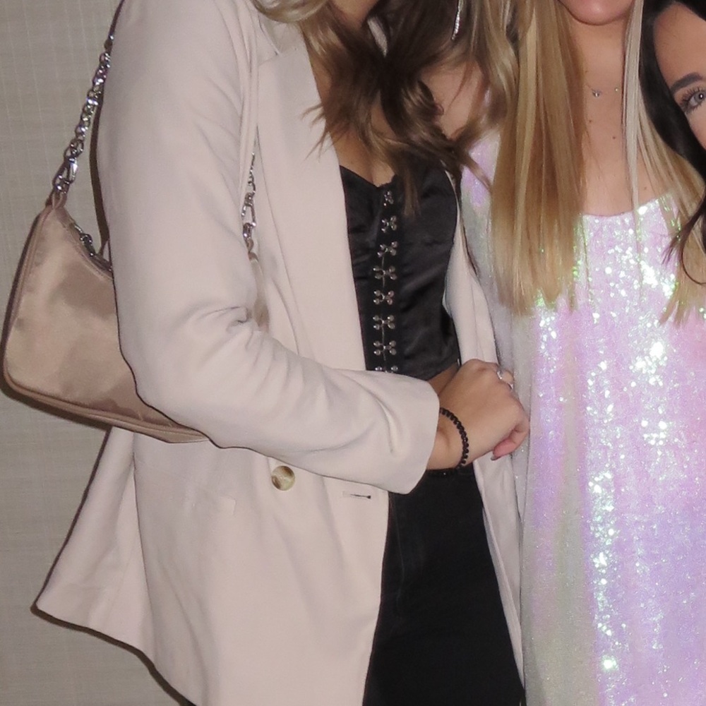 Princess Polly black corset style satin tank with clasps